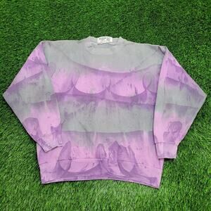 Vintage MOD Tie-Dye Sweatshirt Women Large 21x24 Purple Gray